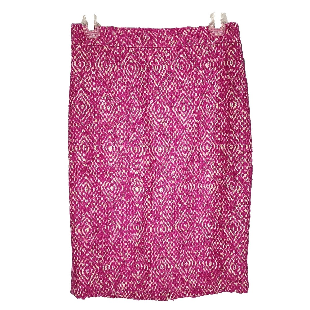 J.CREW No. 2 Pencil Skirt Size 00 XXS Hot Pink Boucle Tweed Midi Preppy Office